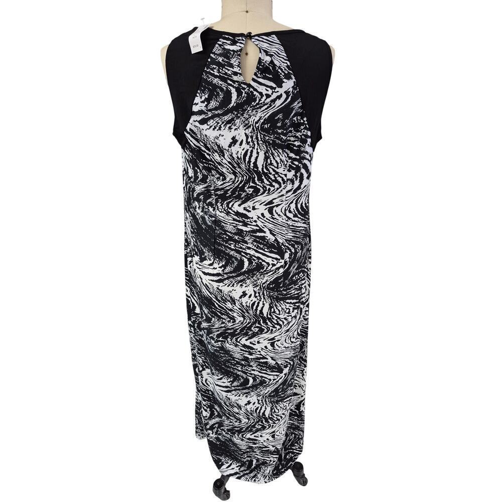 Avenue Black White Abstract Maxi Dress NWT 14/16 Made USA - Picture 5 of 8